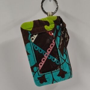 Vera Bradley quilted fabric coin purse Mod Floral Lanyard Key Holder ID Holder